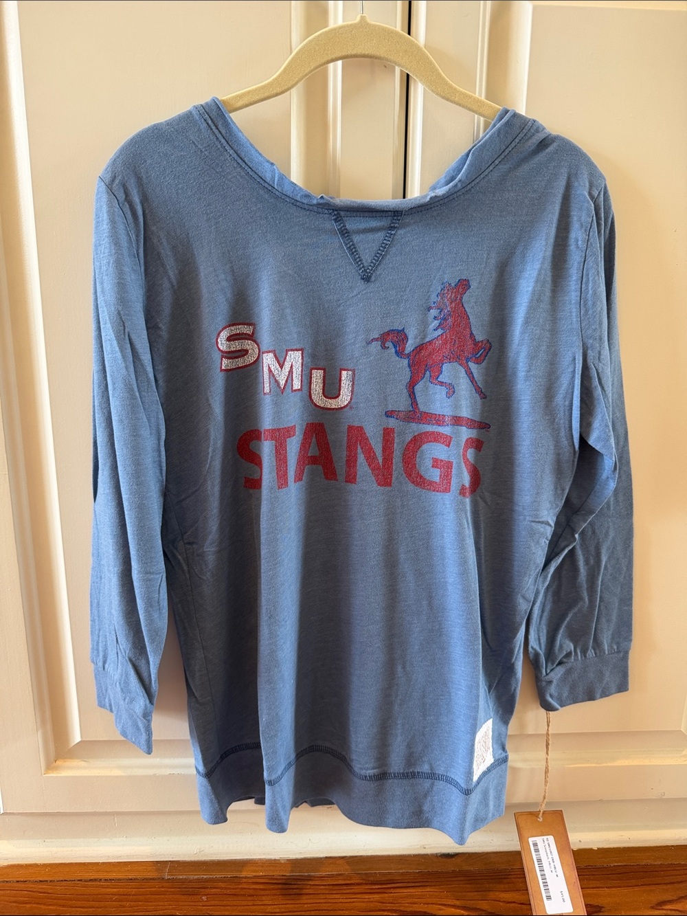 SMU Mustangs Scoopback Blue Long Sleeve 3/4 sleeve low back Tee